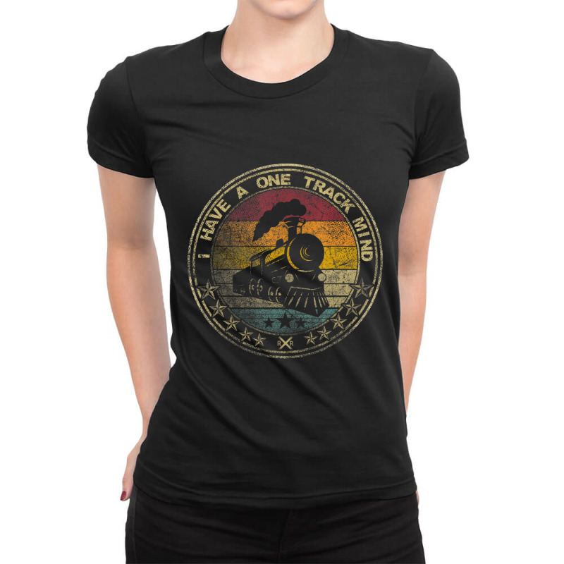 I Have A One Track Mind Train Retro Engine Model Railroad Ladies Fitted T-Shirt by cm-arts | Artistshot