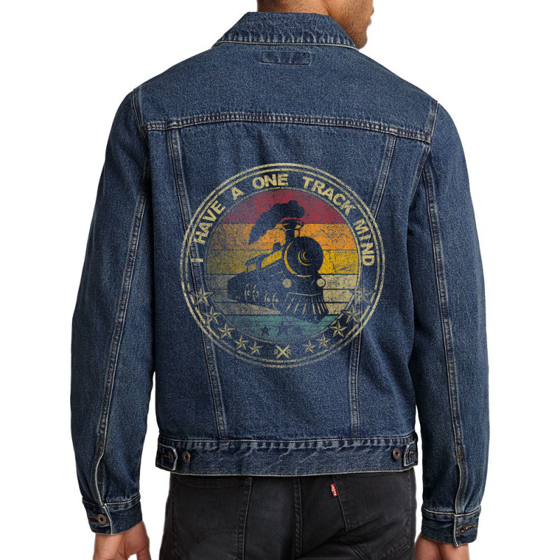 I Have A One Track Mind Train Retro Engine Model Railroad Men Denim Jacket | Artistshot