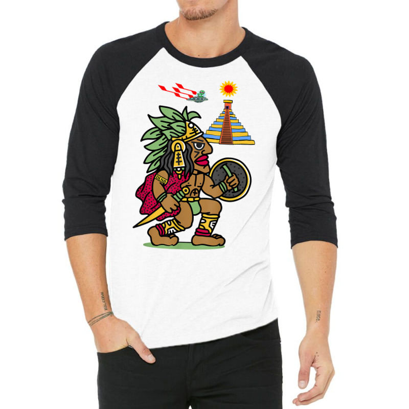 Ancient Aztec Warrior Dln8 Aliens At Tenochtitlan T Shirt 3/4 Sleeve Shirt by cm-arts | Artistshot