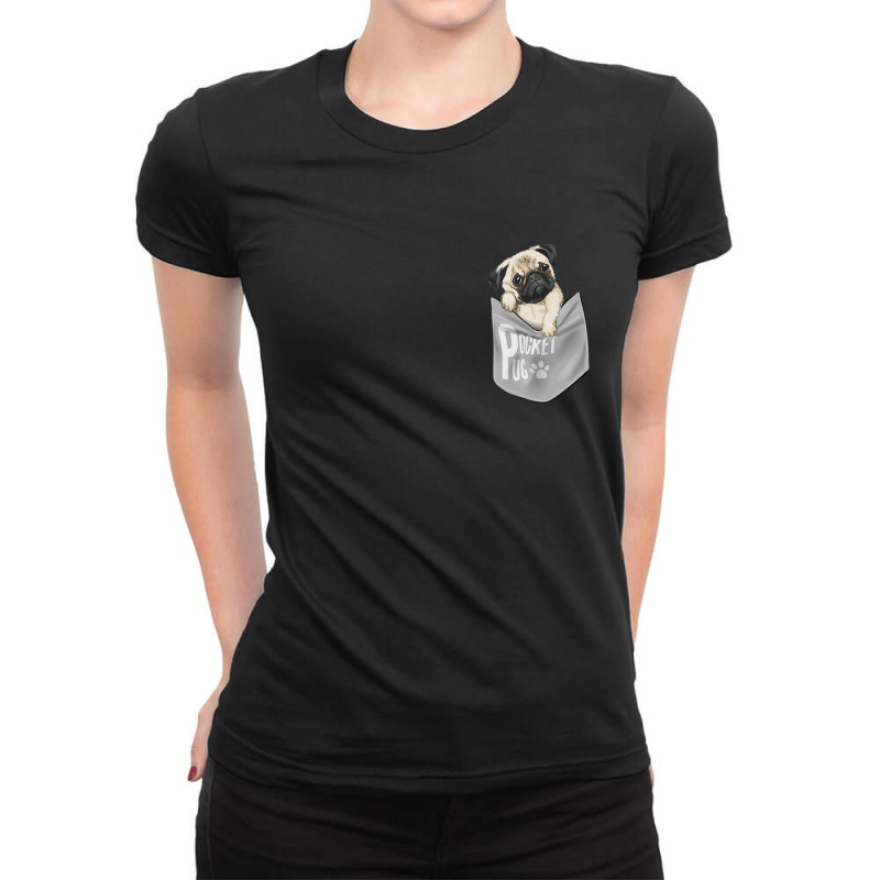 Men's Women's Kids Cool Pocket Pug Pets Ladies Fitted T-Shirt by Adcock Salmon | Artistshot