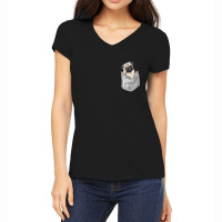 Men's Women's Kids Cool Pocket Pug Pets Women's V-neck T-shirt | Artistshot