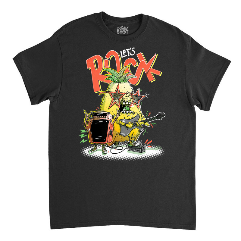 Funny Musician Shirt Rock N Roll Pineapple Guitar Players T  Shirt Classic T-shirt by hratke | Artistshot