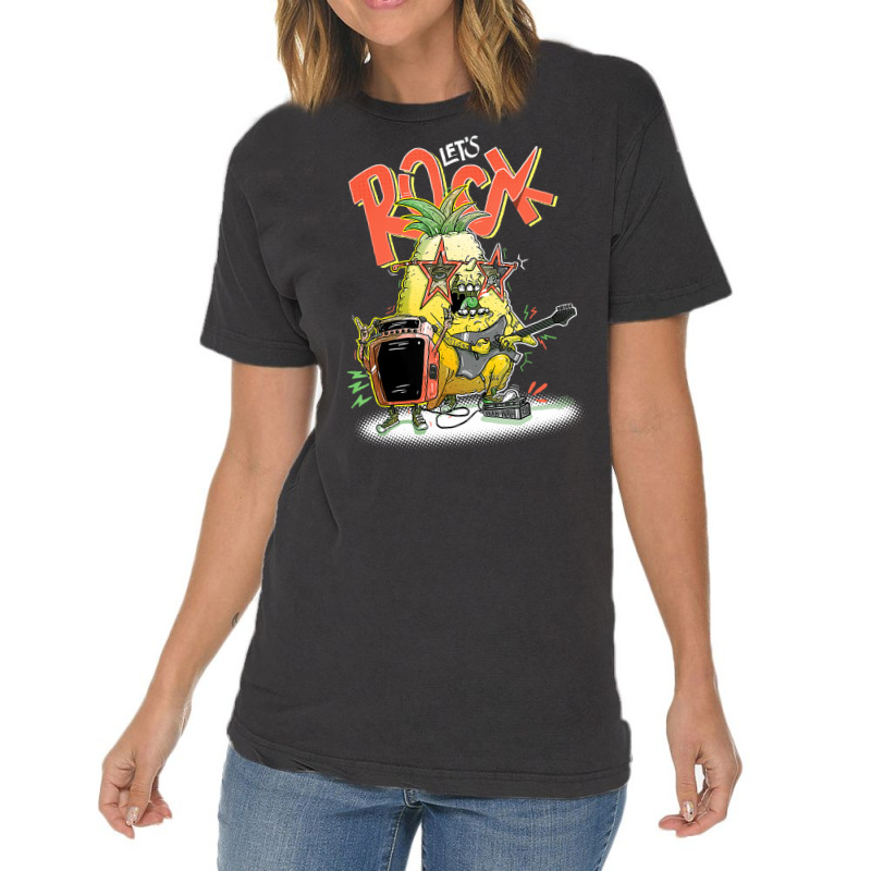 Funny Musician Shirt Rock N Roll Pineapple Guitar Players T  Shirt Vintage T-Shirt by hratke | Artistshot