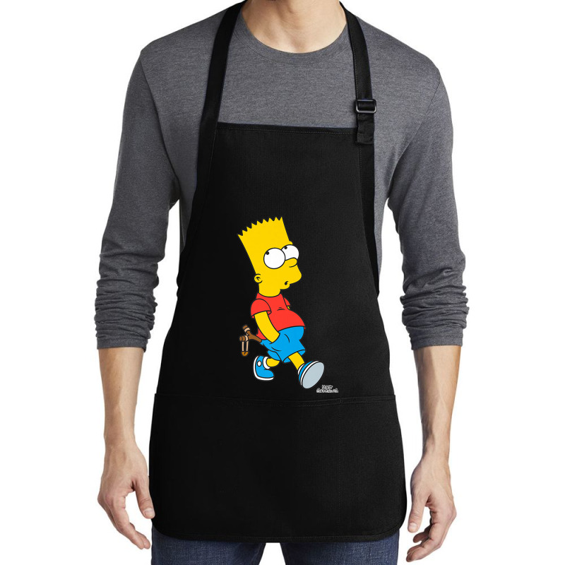 The Simpsons Bart Simpson With Slingshot Premium T Shirt Medium-length Apron | Artistshot