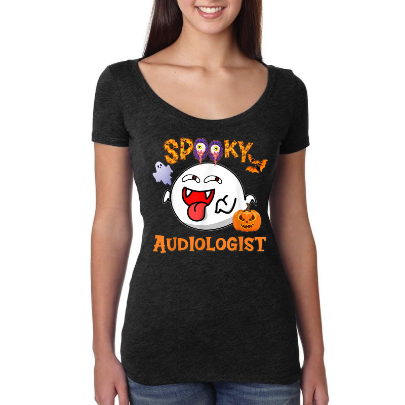 Boo Halloween Costume Spooky Audiologist T Shirt Women's Triblend Scoop T-shirt by cm-arts | Artistshot