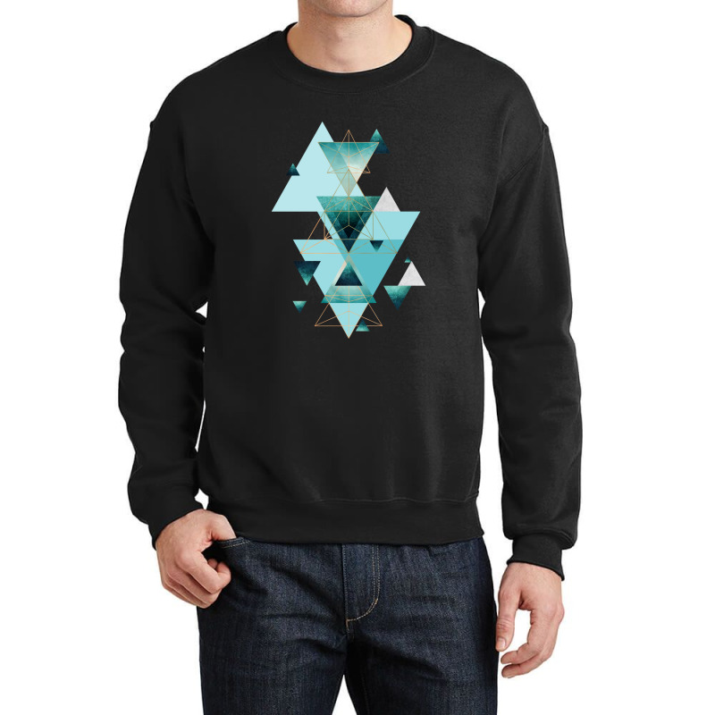 Geometric Triangle Compilation In Teal Crewneck Sweatshirt | Artistshot