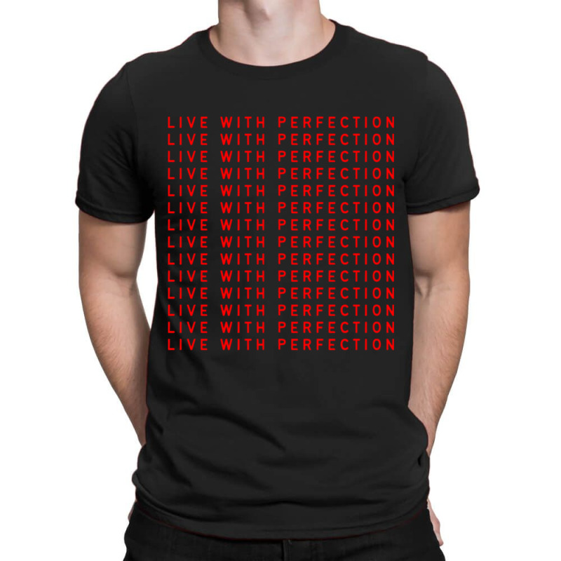 Live With Perfection Red Pattern Aesthetic T-shirt | Artistshot