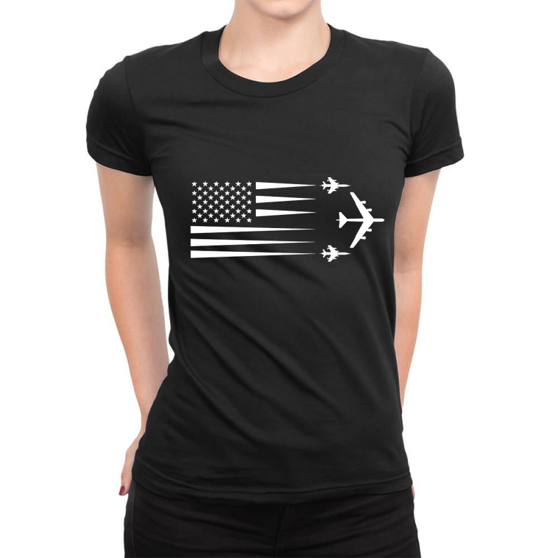 B-52 F-105 Thud Us Flag Contrail Ladies Fitted T-Shirt by Kanmosrin52 | Artistshot