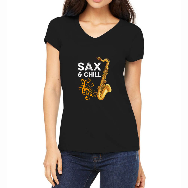 Saxophone Musical Instrument Women's V-Neck T-Shirt by AntonStokes | Artistshot