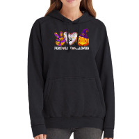 Pumpkin Witch Hat Trick Or Treat Peace Love Halloween T Shirt Vintage Hoodie | Artistshot