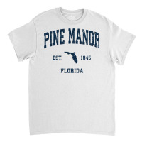 Pine Manor Florida Fl Vintage Athletic Navy Sports Design T Shirt Classic T-shirt | Artistshot