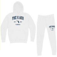 Pine Manor Florida Fl Vintage Athletic Navy Sports Design T Shirt Hoodie & Jogger Set | Artistshot