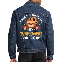 Distracteds By Sunflowers And Sloths T  Shirt Easily Distracteds By Su Men Denim Jacket | Artistshot