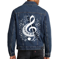 Treble Clef Keyboard Classical Music Notes Pianist Piano Men Denim Jacket | Artistshot