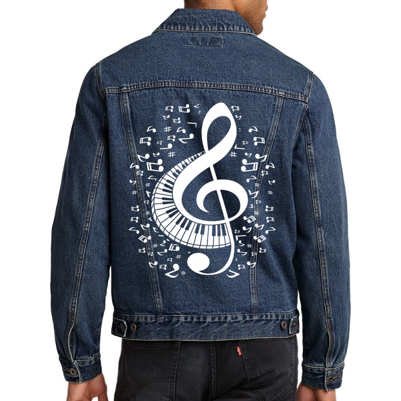 Treble Clef Keyboard Classical Music Notes Pianist Piano Men Denim Jacket | Artistshot