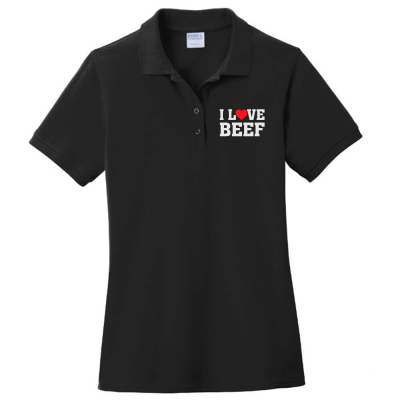 I Heart Love Beef Cow Meat Food Lover Ladies Polo Shirt by cm-arts | Artistshot