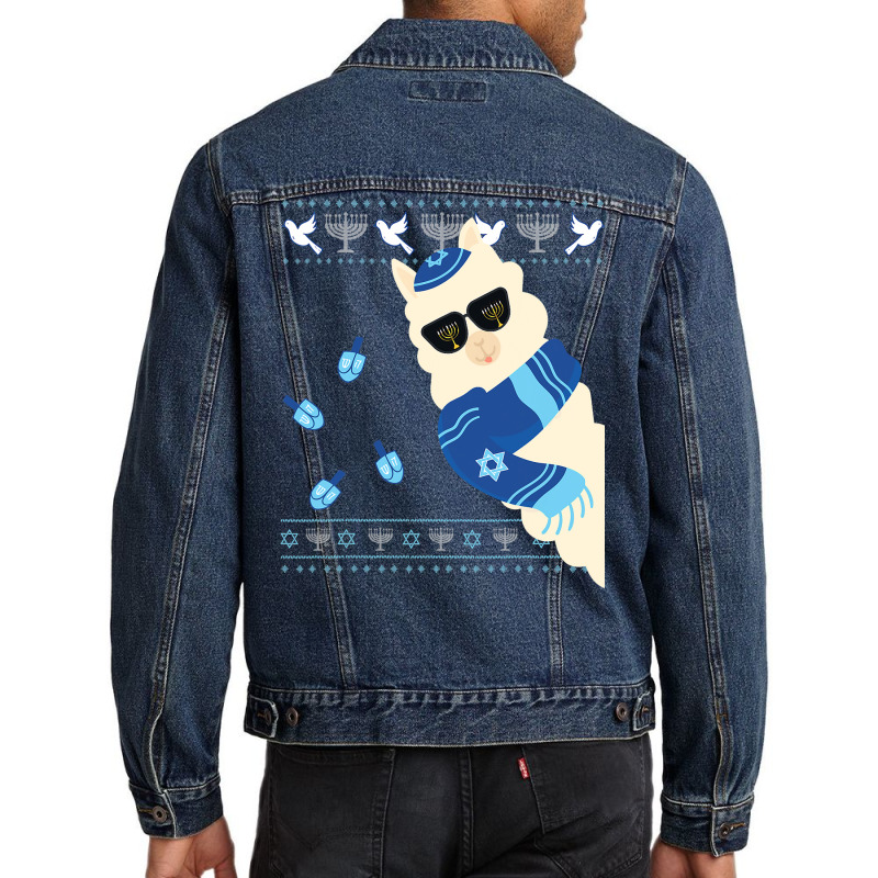 Happy Hanukkah Jewish Llamakkah Christmas Pajama Jewish Gift Men Denim Jacket | Artistshot