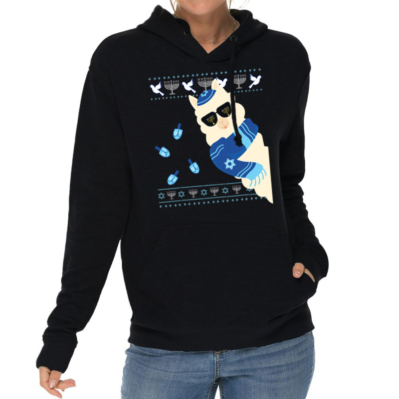 Happy Hanukkah Jewish Llamakkah Christmas Pajama Jewish Gift Lightweight Hoodie | Artistshot