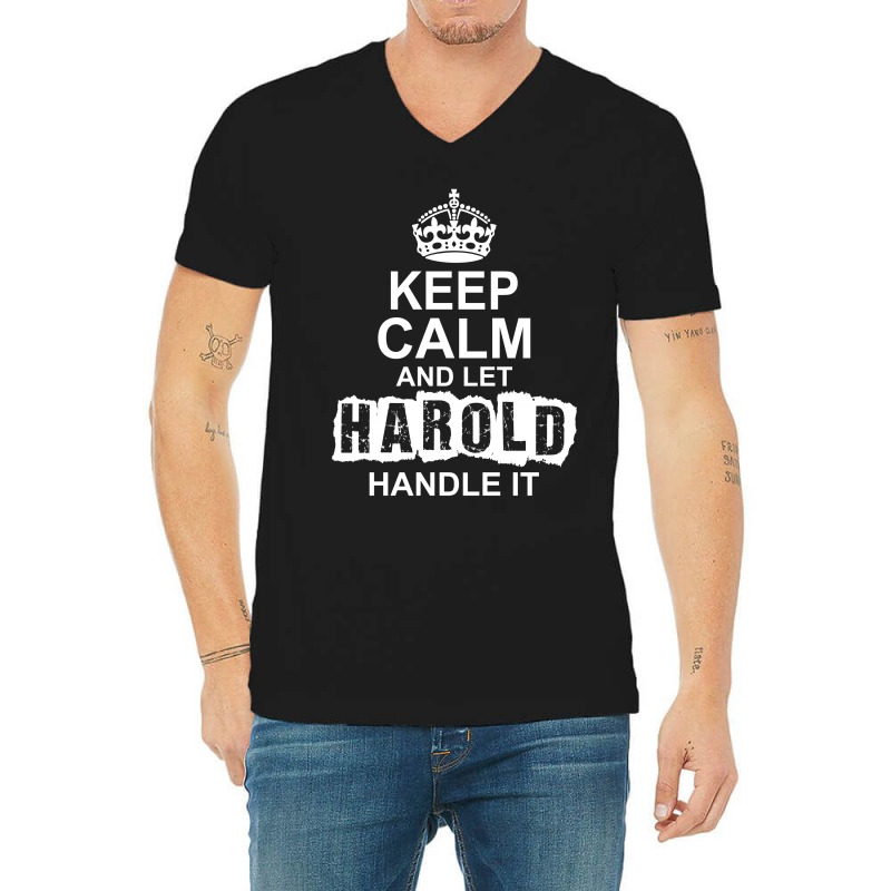 Keep Calm And Let Harold Handle It V-Neck Tee by tshiart | Artistshot