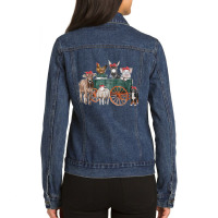 Farm Animals Wagon Pig Goat Sheep Dog Chicken Donkey T Ladies Denim Jacket | Artistshot