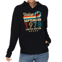 Vintage September 1978 44th Birthday Gifts T Shirt Lightweight Hoodie | Artistshot