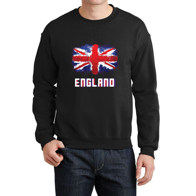 I Love England British English Union Jack Flag   Britain Crewneck Sweatshirt | Artistshot