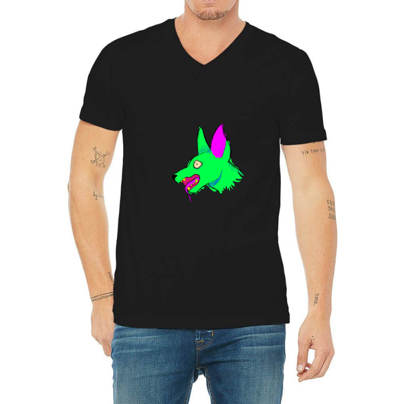 Neon Rabid Zombie Dog 1 V-Neck Tee by KelcieWhite | Artistshot