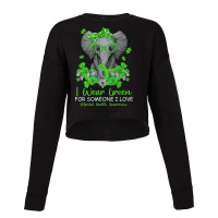 I Wear Green Tal Health Awareness Ribbon Elephant Cropped Sweater | Artistshot