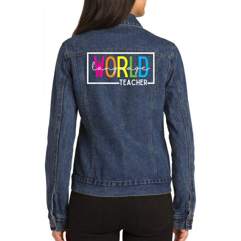 World Language Teacher T Shirt Ladies Denim Jacket by cm-arts | Artistshot