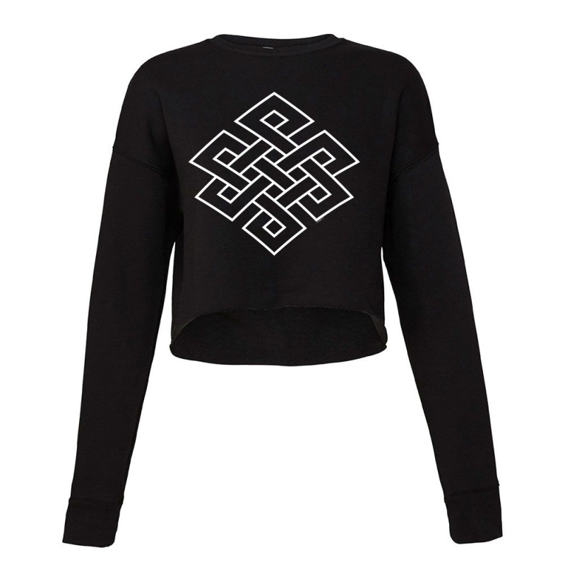 Endless Knot Large Samsara Shrivatsa Tibet Buddhism Cropped Sweater by Mata Gibson | Artistshot