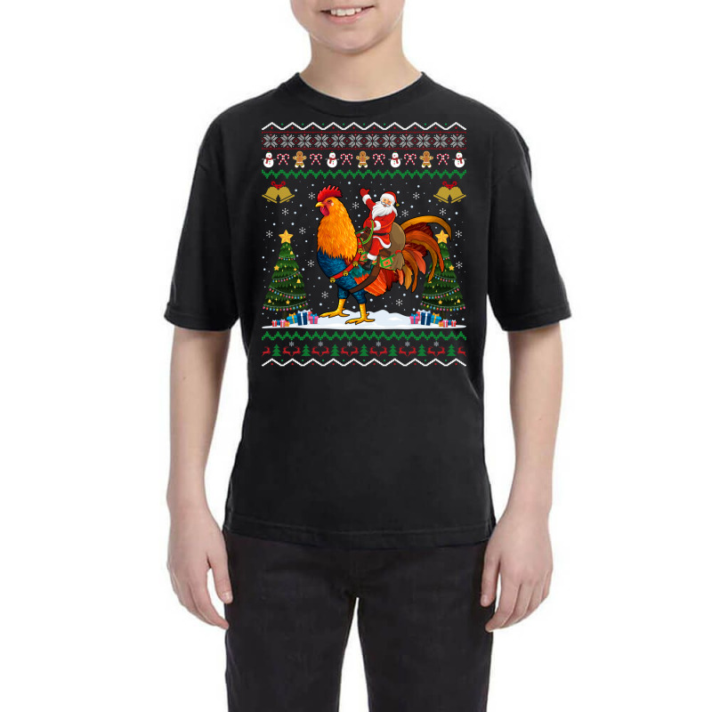 Rooster Ugly Xmas Gift Santa Riding Rooster Christmas Sweatshirt Youth Tee by cm-arts | Artistshot