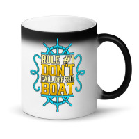 Rule 1 Don't Fall Off The Boat Pontoon Captain Boating T Shirt Magic Mug | Artistshot