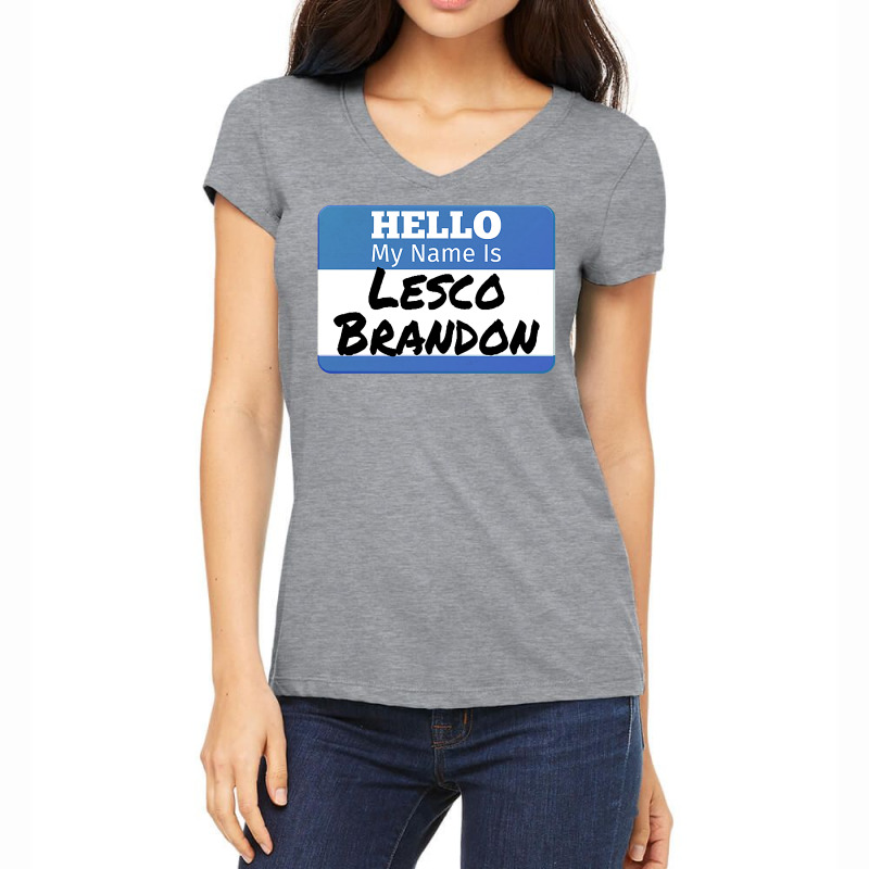 Hello My Name Is Lesco Brandon Funny Let S Go Brandon T Shirt Women's V-neck T-shirt | Artistshot