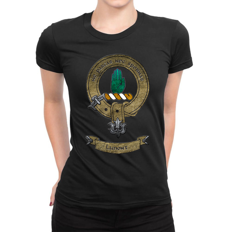 Clan Lamont Scottish Pride Family Coat Of Arms Ladies Fitted T-Shirt by Sheppard Karena | Artistshot