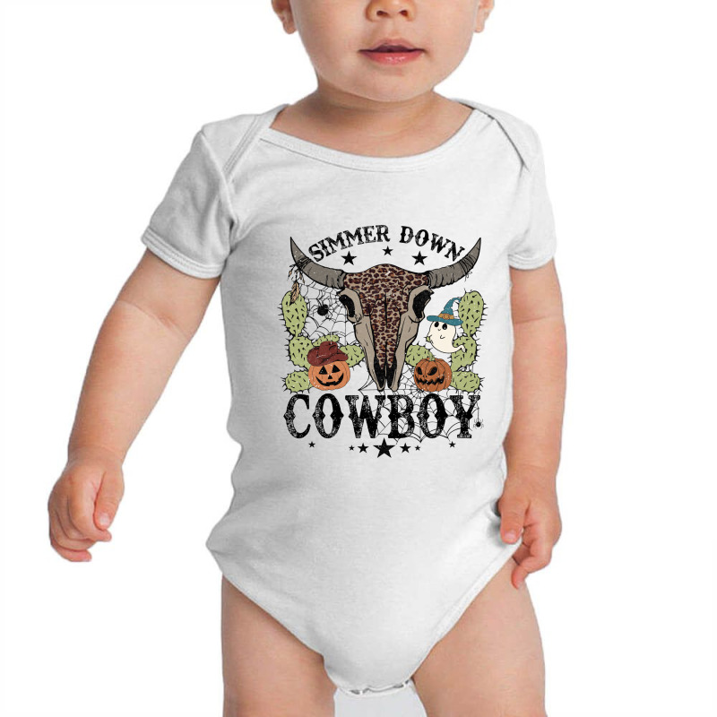 Halloween Howdy Rodeo Simmer Down Cowboy Western Vintage Retro Baby Bodysuit | Artistshot