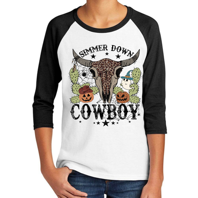 Halloween Howdy Rodeo Simmer Down Cowboy Western Vintage Retro Youth 3/4 Sleeve | Artistshot