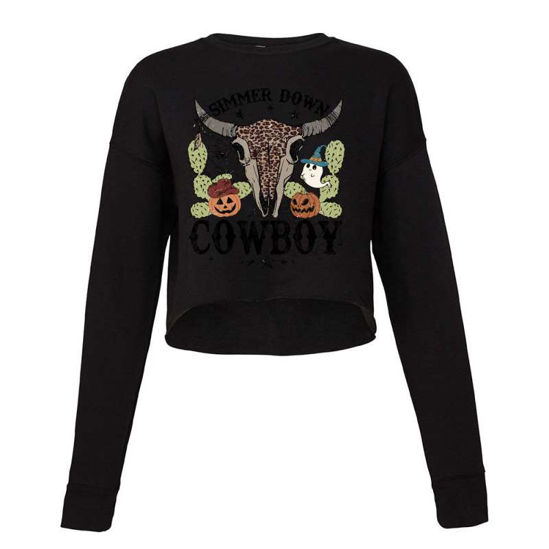 Halloween Howdy Rodeo Simmer Down Cowboy Western Vintage Retro Cropped Sweater | Artistshot