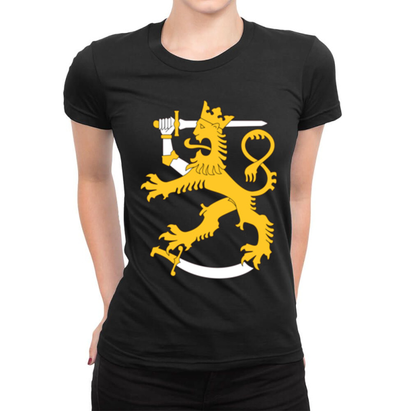 Suomi Finland Lion Goes On Bubble Merch Ladies Fitted T-Shirt by STEVEHICKS | Artistshot