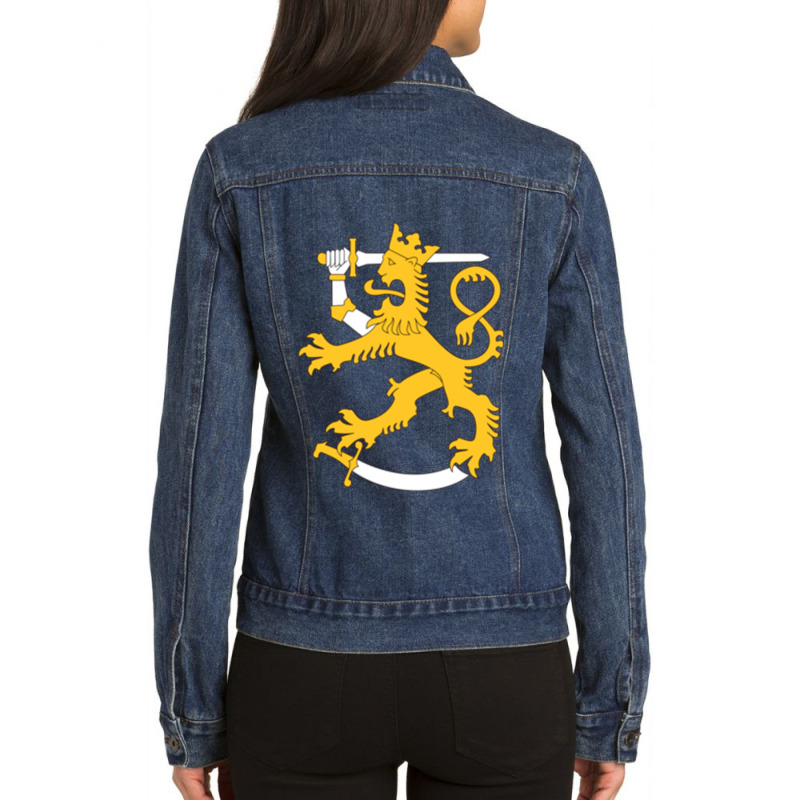 Suomi Finland Lion Goes On Bubble Merch Ladies Denim Jacket by STEVEHICKS | Artistshot