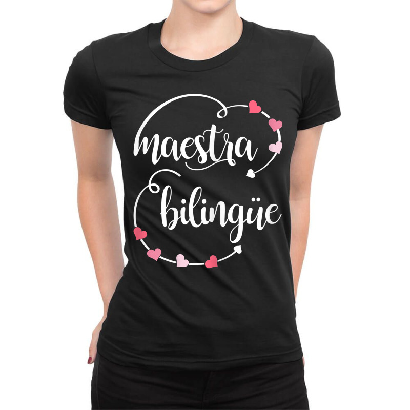 Womens Cute Maestra Bilingue Bilingual Spanish Teacher T Shirt Ladies Fitted T-Shirt by cm-arts | Artistshot