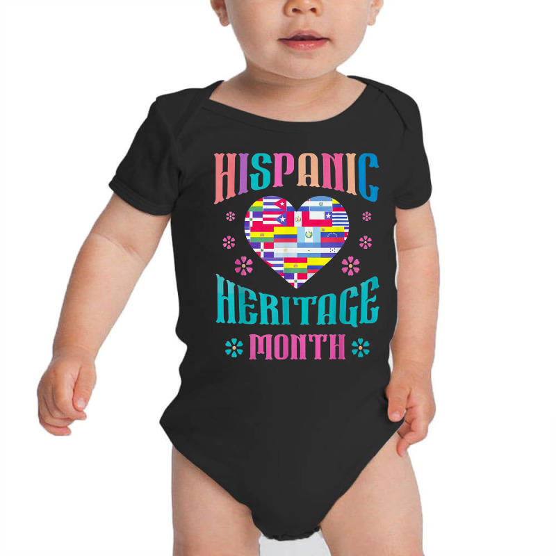 Latin Countries Flag Heart Hispanic Heritage Month Latino T Shirt Baby Bodysuit by leiseyxlmorit | Artistshot