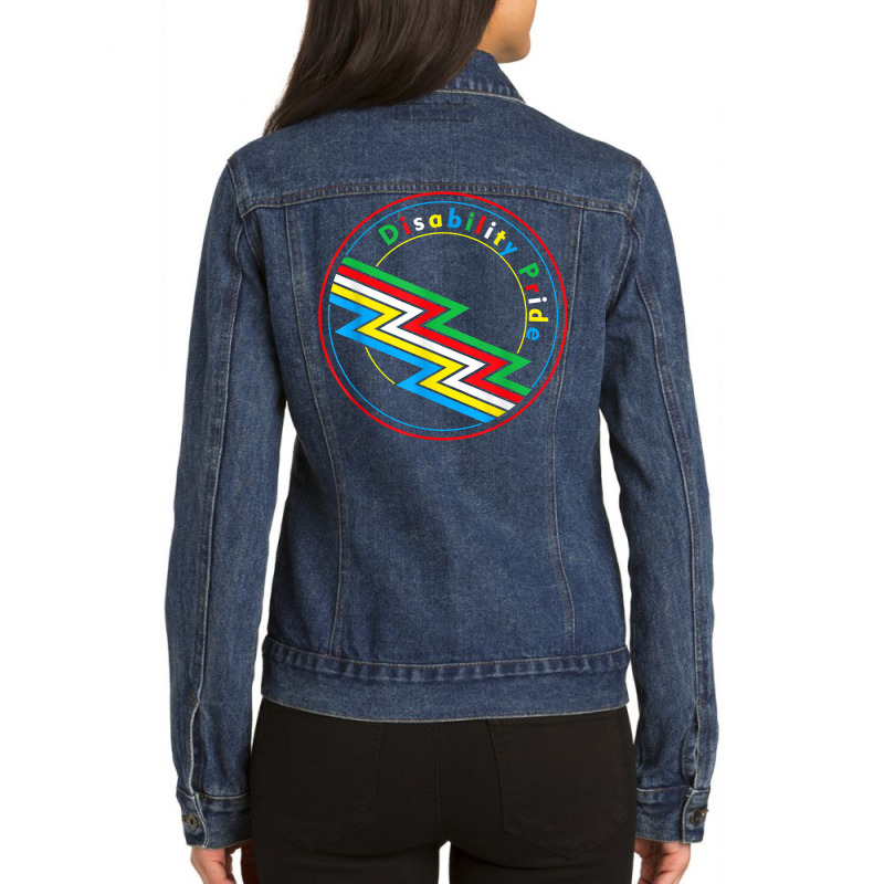 Disability Pride Flag Disabled Month Disability Awareness T Shirt Ladies Denim Jacket by cm-arts | Artistshot