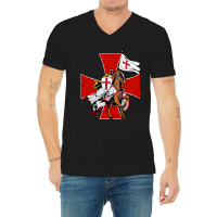 Knights Templar Crusader Medieval V-neck Tee | Artistshot