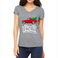 Vintage Wagon Red Truck Christmas Tree Pajama Women's V-neck T-shirt | Artistshot