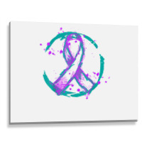 Retro Purple Green Ribbon National Hospice Palliative Care T Shirt Metal Print Horizontal | Artistshot