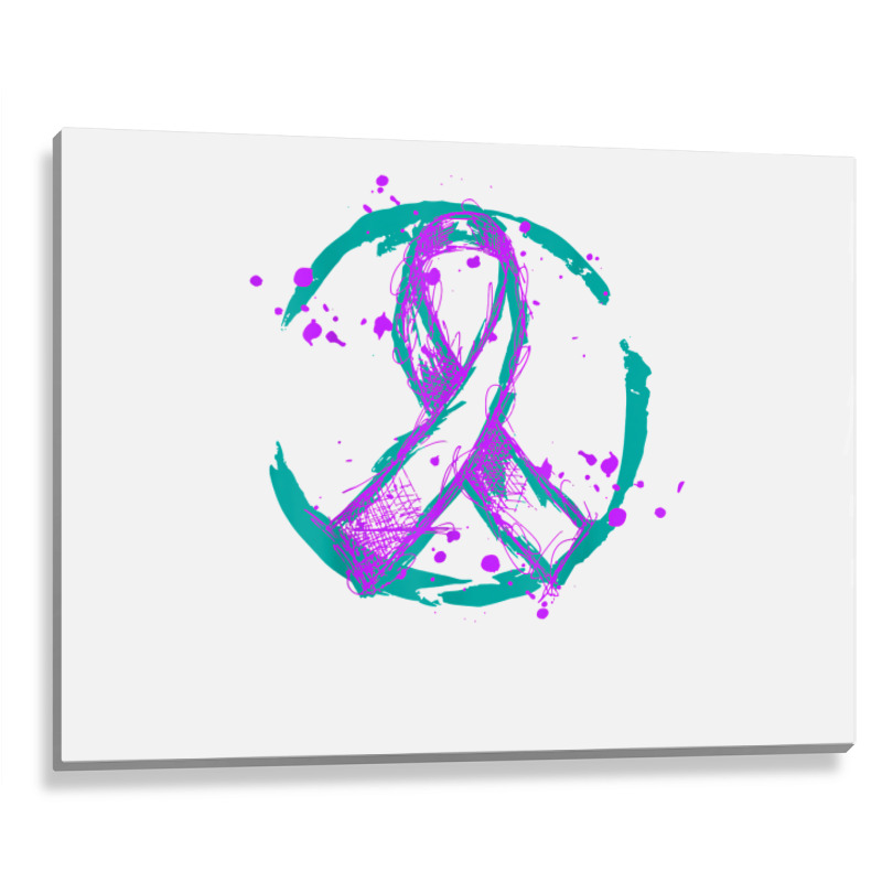 Retro Purple Green Ribbon National Hospice Palliative Care T Shirt Metal Print Horizontal | Artistshot