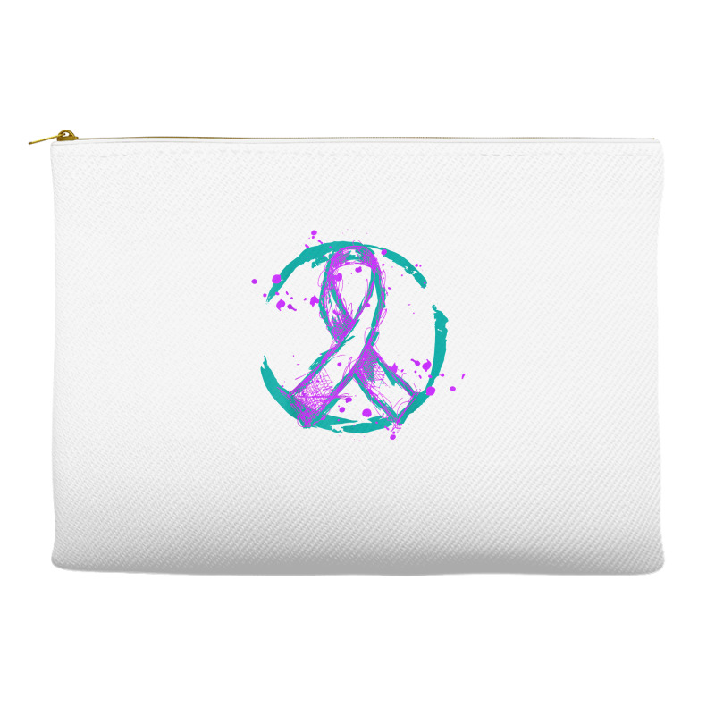 Retro Purple Green Ribbon National Hospice Palliative Care T Shirt Accessory Pouches | Artistshot