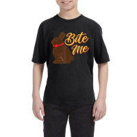 Bite Me Chocolate Bunny Missing Part Ear Youth Tee | Artistshot