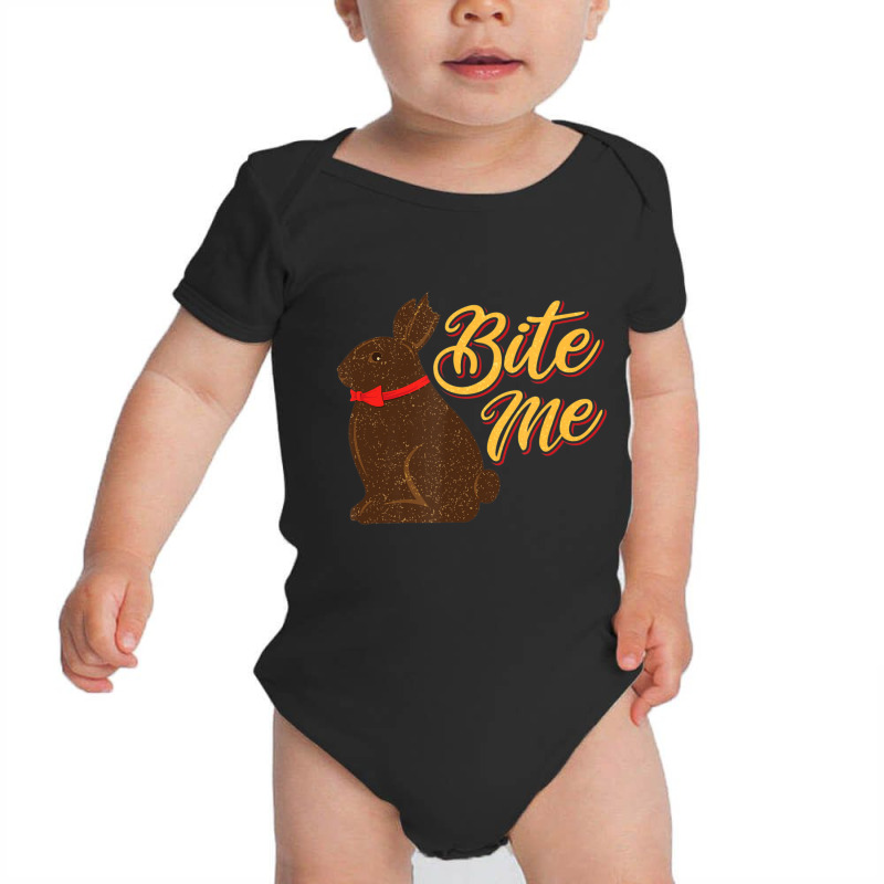 Bite Me Chocolate Bunny Missing Part Ear Baby Bodysuit by Coble Spellman | Artistshot