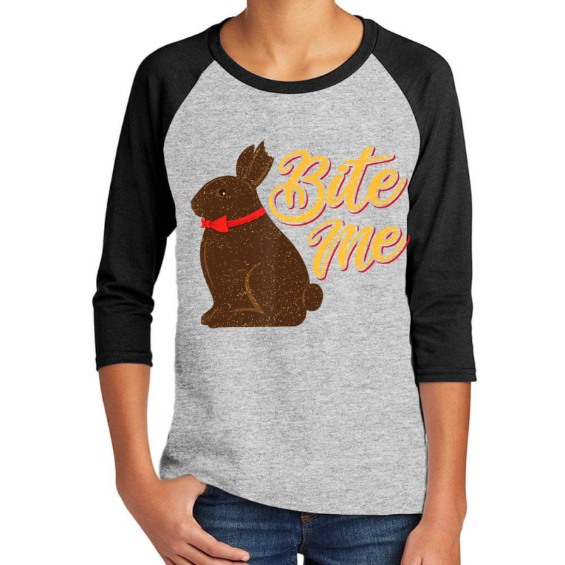 Bite Me Chocolate Bunny Missing Part Ear Youth 3/4 Sleeve by Coble Spellman | Artistshot